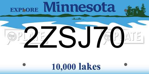 2ZSJ70 Minnesota License Plate
