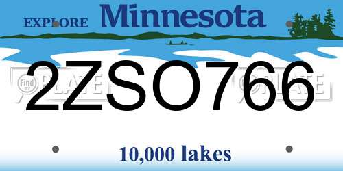 2ZSO766 Minnesota License Plate