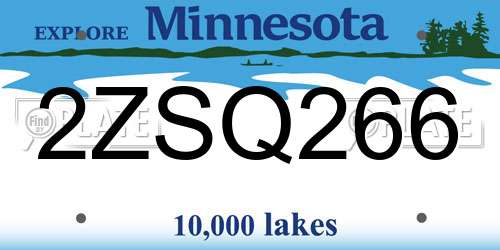 2ZSQ266 Minnesota License Plate