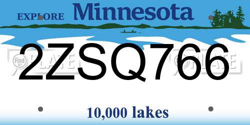 2ZSQ766 Minnesota License Plate