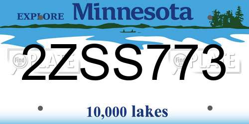 2ZSS773 Minnesota License Plate