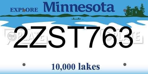 2ZST763 Minnesota License Plate