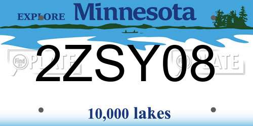 2ZSY08 Minnesota License Plate