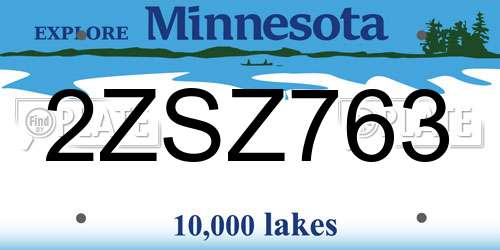 2ZSZ763 Minnesota License Plate
