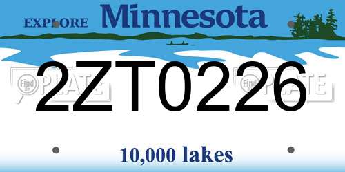 2ZT0226 Minnesota License Plate