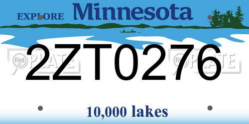 2ZT0276 Minnesota License Plate