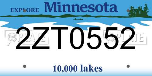 2ZT0552 Minnesota License Plate