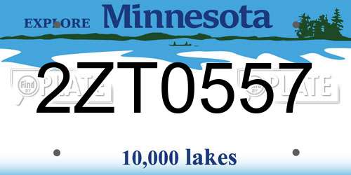 2ZT0557 Minnesota License Plate
