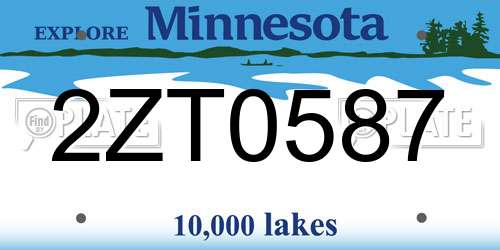 2ZT0587 Minnesota License Plate