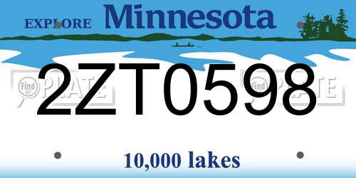 2ZT0598 Minnesota License Plate