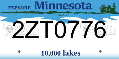 2ZT0776 Minnesota License Plate