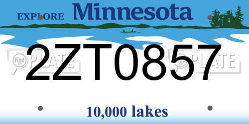 2ZT0857 Minnesota License Plate