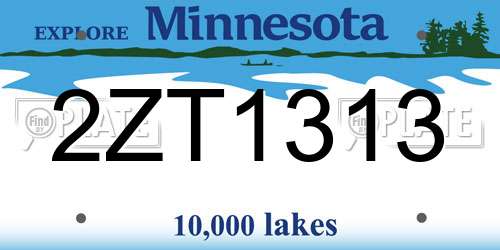 2ZT1313 Minnesota License Plate