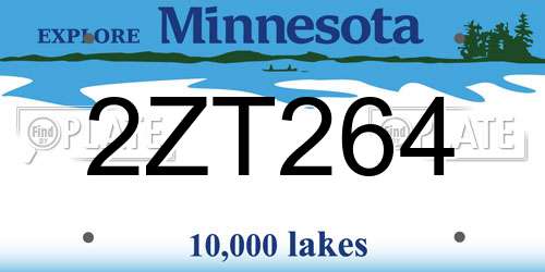 2ZT264 Minnesota License Plate