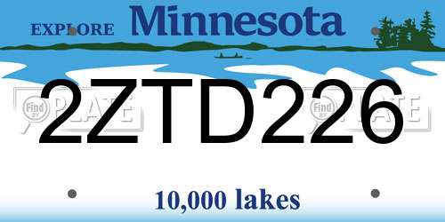 2ZTD226 Minnesota License Plate