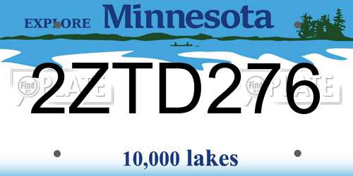 2ZTD276 Minnesota License Plate