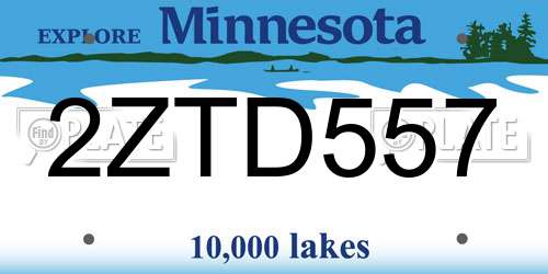2ZTD557 Minnesota License Plate