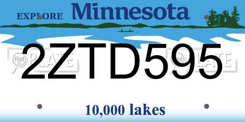 2ZTD595 Minnesota License Plate
