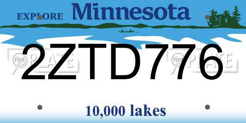 2ZTD776 Minnesota License Plate