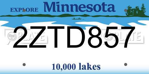 2ZTD857 Minnesota License Plate