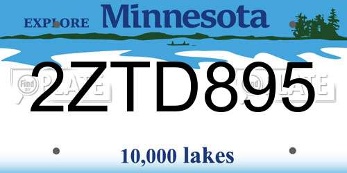 2ZTD895 Minnesota License Plate