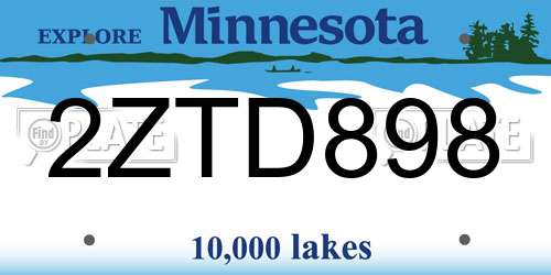 2ZTD898 Minnesota License Plate