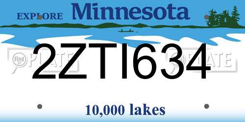 2ZTI634 Minnesota License Plate
