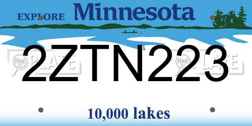 2ZTN223 Minnesota License Plate