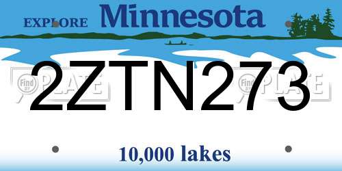 2ZTN273 Minnesota License Plate
