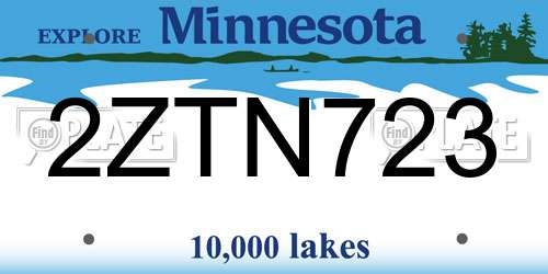 2ZTN723 Minnesota License Plate