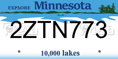2ZTN773 Minnesota License Plate