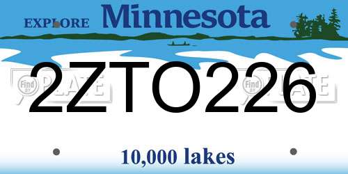 2ZTO226 Minnesota License Plate