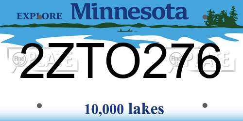 2ZTO276 Minnesota License Plate