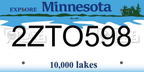 2ZTO598 Minnesota License Plate