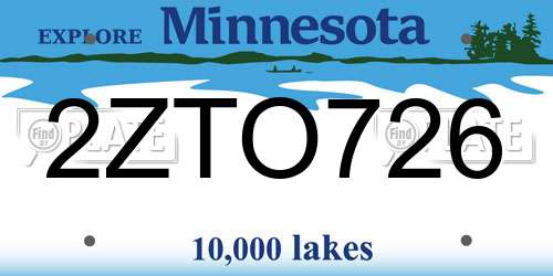 2ZTO726 Minnesota License Plate