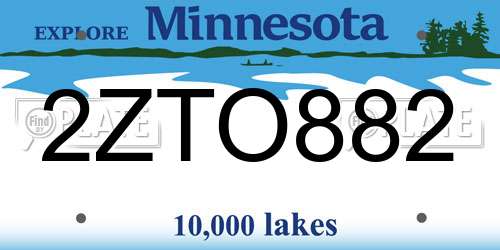 2ZTO882 Minnesota License Plate
