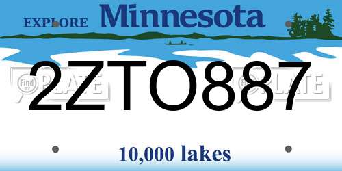 2ZTO887 Minnesota License Plate