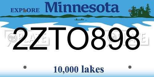 2ZTO898 Minnesota License Plate