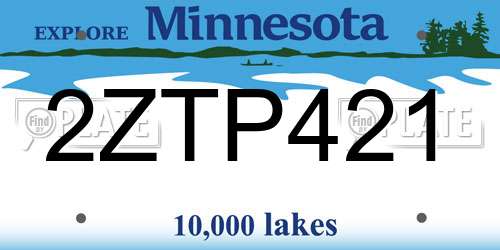 2ZTP421 Minnesota License Plate