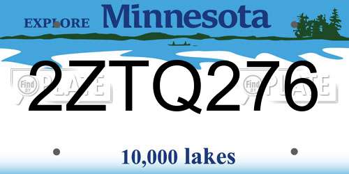 2ZTQ276 Minnesota License Plate