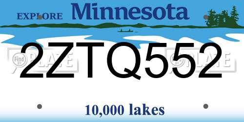 2ZTQ552 Minnesota License Plate