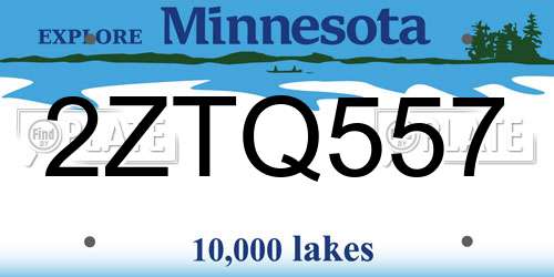 2ZTQ557 Minnesota License Plate