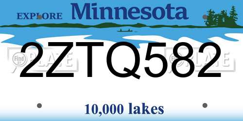 2ZTQ582 Minnesota License Plate