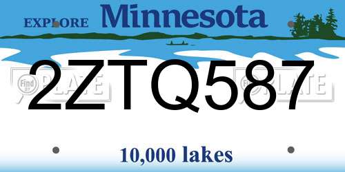 2ZTQ587 Minnesota License Plate