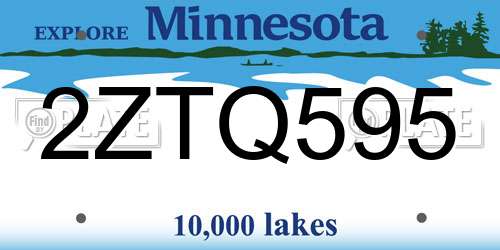 2ZTQ595 Minnesota License Plate