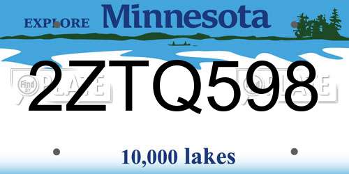 2ZTQ598 Minnesota License Plate