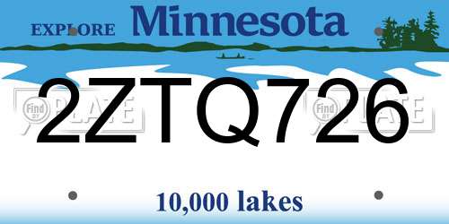 2ZTQ726 Minnesota License Plate