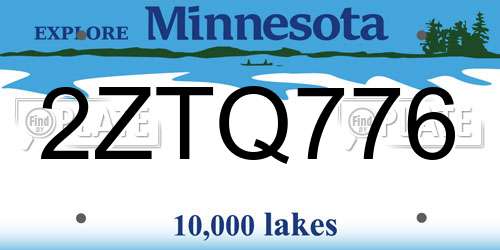 2ZTQ776 Minnesota License Plate