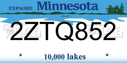 2ZTQ852 Minnesota License Plate