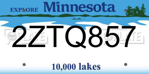 2ZTQ857 Minnesota License Plate